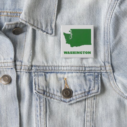 Washington State Map Green en White Square Button (In situ)