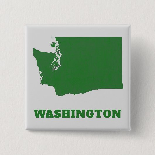 Washington State Map Green en White Square Button (Voorkant)