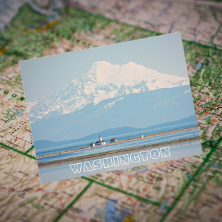Washington State Mount Baker en Lighthouse Travel Briefkaart