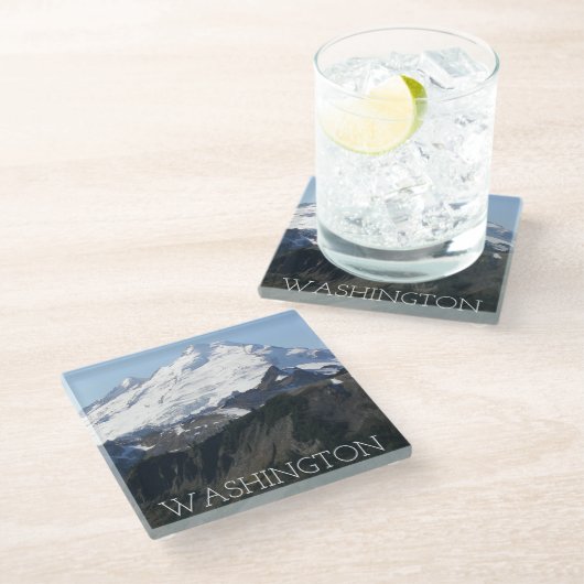 Washington State Mount Baker Landschap Glazen Onderzetter (Schuin)