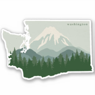 Washington State Mt. Rainier en Forest Sticker