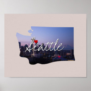 Washington State Photo insert and town name Poster
