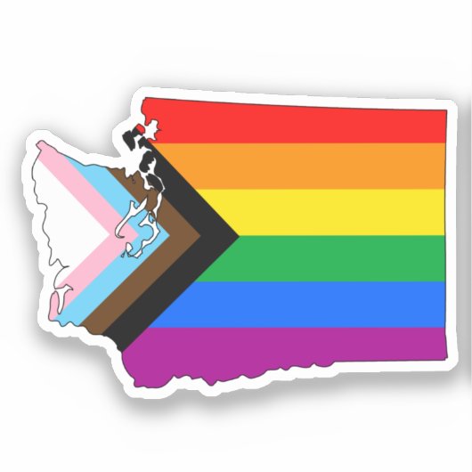 Washington State Pride LGBTQ Progress Pride Sticker (Voorkant)