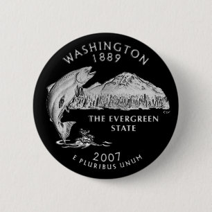 Washington State Quarter Black Ronde Button 5,7 Cm
