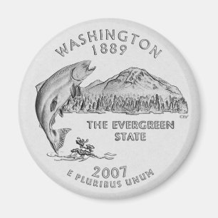 Washington State Quarter Grijs Magneet