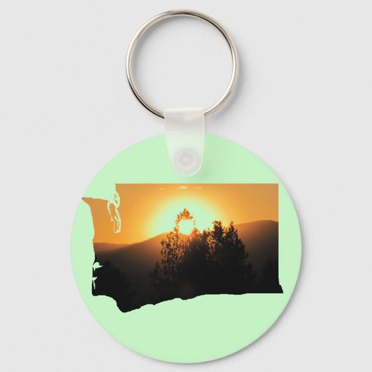 Washington State Sunset Silhouette Sleutelhanger (Voorkant)