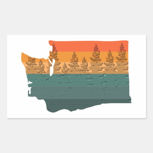 Washington State Tree Silhouette Rechthoekige Sticker (Voorkant)