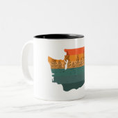 Washington State Tree Silhouette Tweekleurige Koffiemok (Voorkant links)