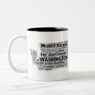 Washington State Word Cloud Tweekleurige Koffiemok