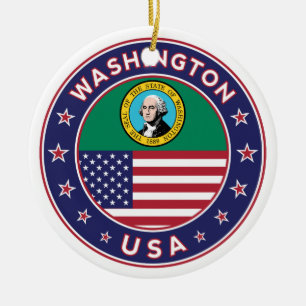 Washington sticker, telefooncel, canvas tas keramisch ornament