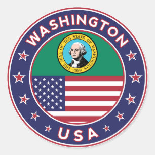 Washington sticker, telefooncel, canvas tas ronde sticker