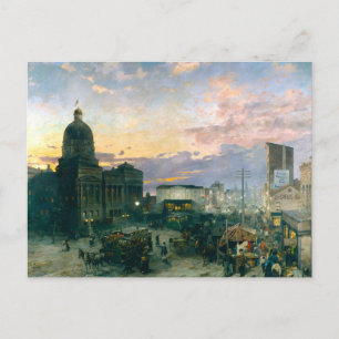 Washington Street Indianapolis Indiana Schilderij Briefkaart