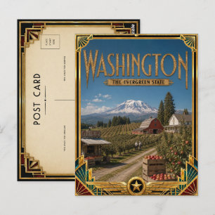 Washington Vintage Art Deco Gouden Eeuw Briefkaart