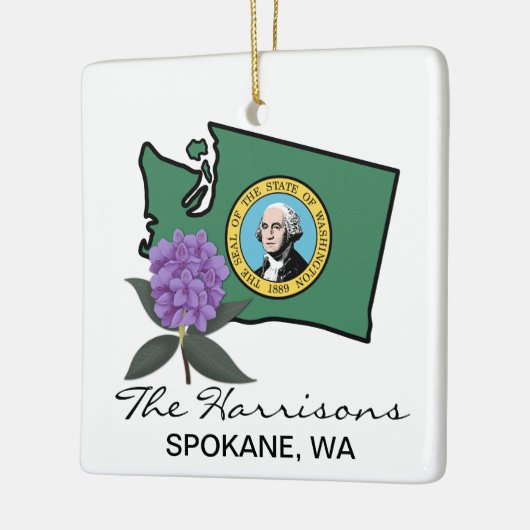 Washington vlag en ventilator Pacific Rhododendron Keramisch Ornament (Links)