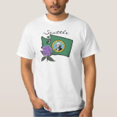 Washington vlag en ventilator Pacific Rhododendron T-shirt (Voorkant)