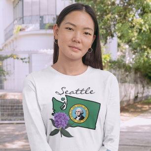 Washington vlag en ventilator Pacific Rhododendron T-shirt