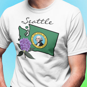 Washington vlag en ventilator Pacific Rhododendron T-shirt