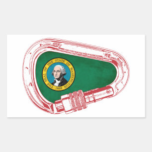 Washington Vlag klimmer Carabiner Rechthoekige Sticker
