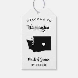 Washington Wedding Welcome Bag Labels, Map Cadeaulabel