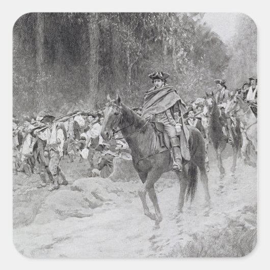 Washington's Retreat van Great Meadows Vierkante Sticker (Voorkant)