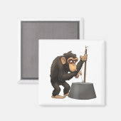 Washtub-Bass-Playin’ Chimp Magnet Magneet (Voorkant / Achterkant)