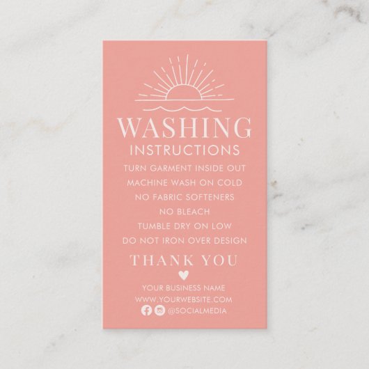 Wasinstructies Kledingverzorging met Shirt Visitekaartje (Voorkant)