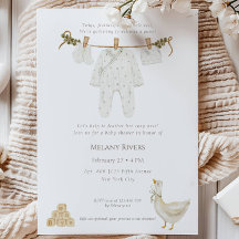 Waskledingwaspjes Nest Baby Shower Uitnodiging