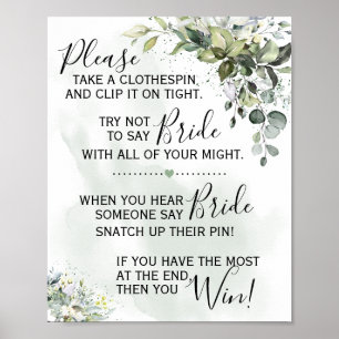 Wasknijper Eucalyptus groen spel bord Poster