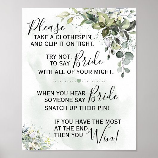 Wasknijper Eucalyptus groen spelbord Poster (Voorkant)