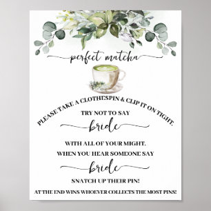 Wasknijper Eucalyptus Matcha Bruiloftsspel Poster