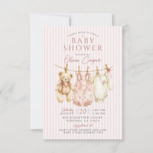 Waskrijt Teddybeer Roze Meisje Baby Shower Kaart