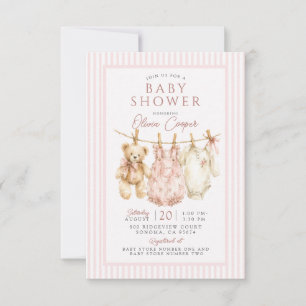 Waskrijt Teddybeer Roze Meisje Baby Shower Kaart