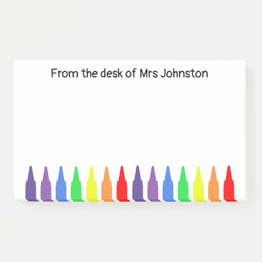 Waskrijtjes, van het bureau van de leraren, post-it® notes (Voorkant)