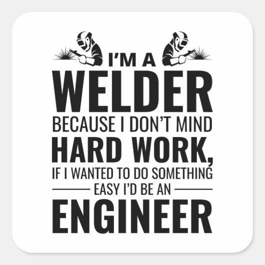 Waslassen Metaal Ironworker Funny Vierkante Sticker (Voorkant)