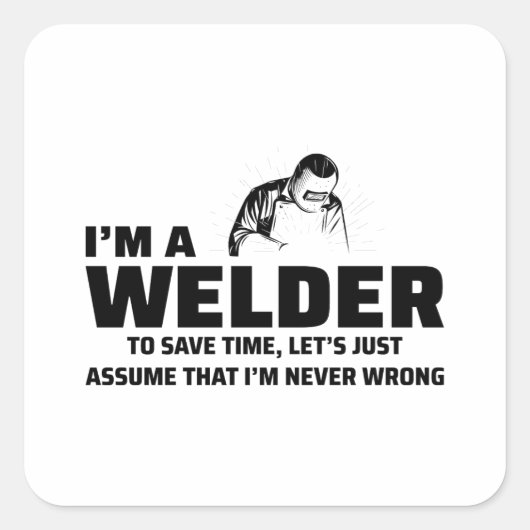 Waslassen Metaal Ironworker Funny Vierkante Sticker (Voorkant)