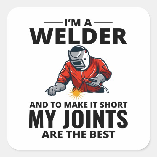 Waslassen Metaal Ironworker Funny Vierkante Sticker (Voorkant)