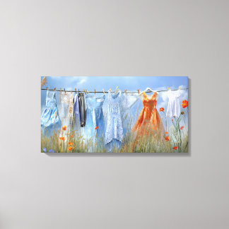 waslijn in bloei canvas afdruk