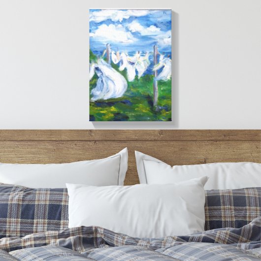 waslijn schilderen canvas afdruk (Insitu (Slaapkamer))