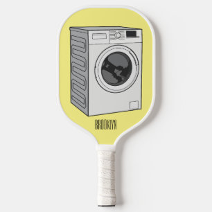 Wasmachine cartoon illustratie pickleball paddle