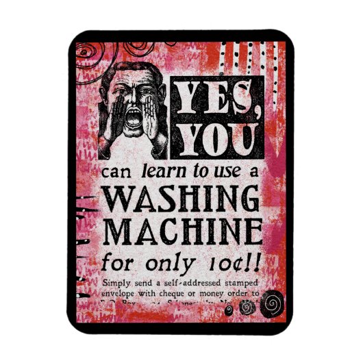 Wasmachine - Funny Vintage Ad Magneet (Verticaal)