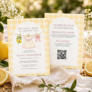 Wasmachine Lijn Citroen Meisje Baby Shower Kaart