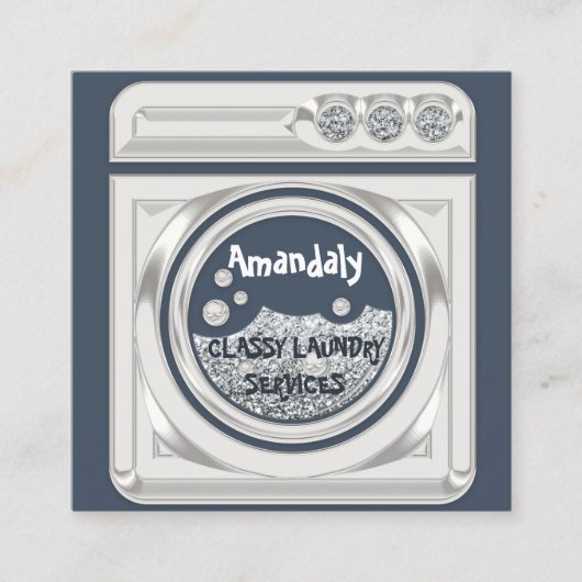 Wasmachine startreinigingsmachine QR-code Logo Vierkante Visitekaartje (Voorkant)