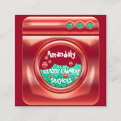 Wasmachine startreinigingsmachine QR-code rood Vierkante Visitekaartje (Voorkant)