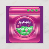 Wasmachine startreinigingsmachine QR-code Roze Vierkante Visitekaartje (Voorkant)