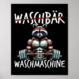 Wasmachine wasbeer Fitness Bodybuildi Poster