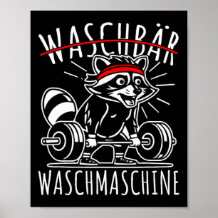 Wasmachine wasbeer Fitness Bodybuildi Poster