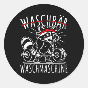 Wasmachine wasbeer Fitness Bodybuildi Ronde Sticker