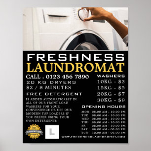 Wasmachine, Wasserette, Schoonmaakreclame Poster