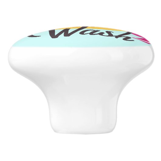 Wasmand vol met kleding keramische knop (Zijkant)