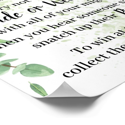 Wasmandje Eucalyptus Douche Spel Bord Poster (Hoek)